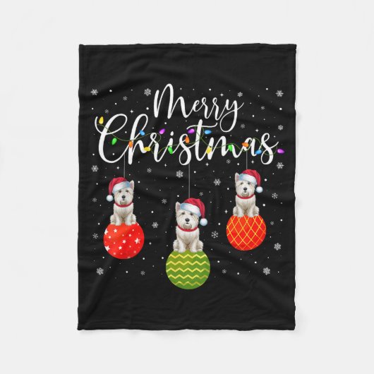 Couverture Polaire Merry Christmas Lights Santa Hat Westie Dog Ugly X (Devant)
