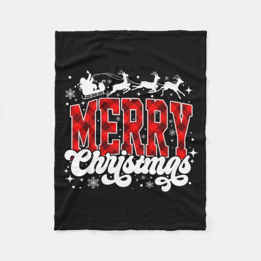 Couverture Polaire Merry Christmas Lights Santa Hat Xmas Family Match (Devant)