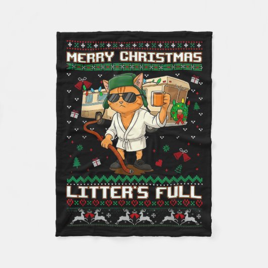 Couverture Polaire Merry Christmas Litter's Full Funny Cat Ugly Xmas  (Devant)
