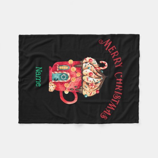 Couverture Polaire Merry Christmas Name Sweets House Youth Xs Xl (Devant (Horizontal))