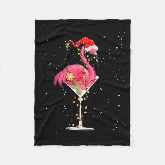 Couverture Polaire Merry Christmas Nk Flamingo Wine Drinking Lights X (Devant)