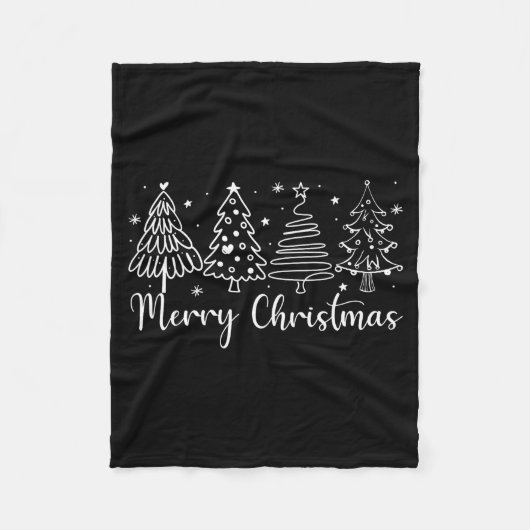 Couverture Polaire Merry Christmas Outline Xmas Tree For Family Men W (Devant)