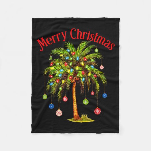 Couverture Polaire Merry Christmas Palm Tree Light Hawaiian Trocal Ch (Devant)