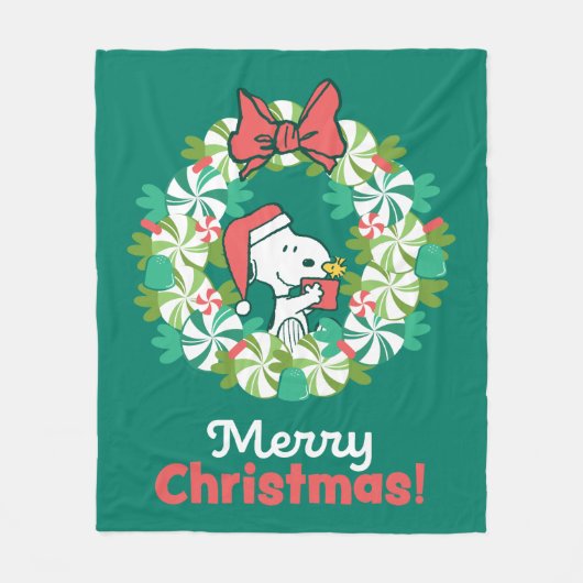 Couverture Polaire Merry Christmas Peppermenthe Holiday Wreath (Devant)