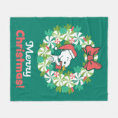 Couverture Polaire Merry Christmas Peppermenthe Holiday Wreath (Devant (Horizontal))
