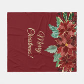 Couverture Polaire Merry Christmas Poinsettia (Devant (Horizontal))