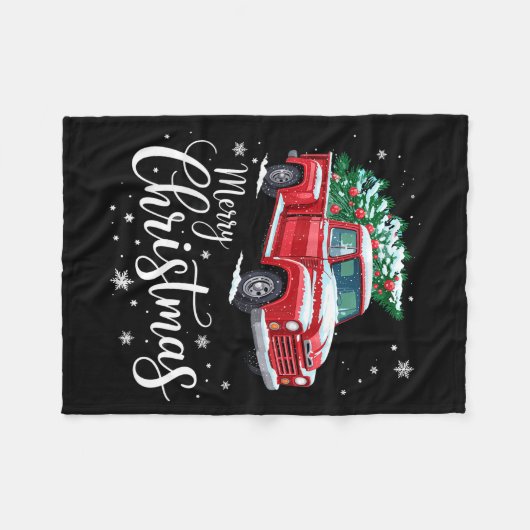 Couverture Polaire Merry Christmas Red Truck Family Matching Christma (Devant (Horizontal))