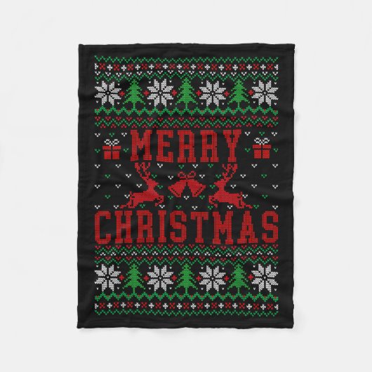 Couverture Polaire Merry Christmas Reindeer Snowflake Ugly Christmas (Devant)