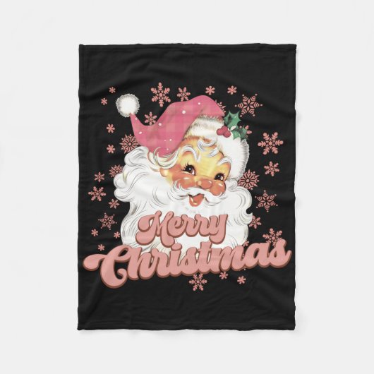 Couverture Polaire Merry Christmas Retro Tygraphy Santa Nk Hat T Shir (Devant)