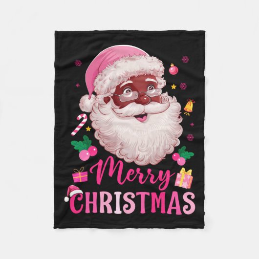 Couverture Polaire Merry Christmas Santa Claus Black Afro African Ame (Devant)