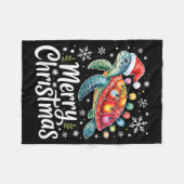 Couverture Polaire Merry Christmas Sea Turtle Christmas Lights Santa  (Devant (Horizontal))