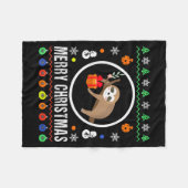 Couverture Polaire Merry Christmas Sloth Ugly Sweater Xmas Knit Sloth (Devant (Horizontal))
