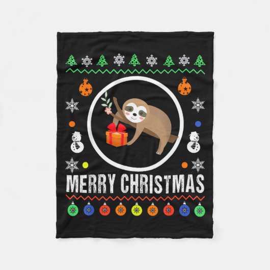 Couverture Polaire Merry Christmas Sloth Ugly Sweater Xmas Knit Sloth (Devant)