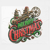 Couverture Polaire Merry Christmas steampunk (Devant (Horizontal))