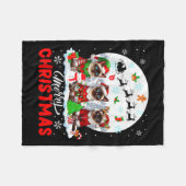Couverture Polaire Merry Christmas Three Santa Elf Reindeer Siamese C (Devant (Horizontal))