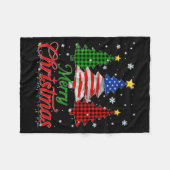 Couverture Polaire Merry Christmas Tree Plaid Us Flag Snowflake Xmas  (Devant (Horizontal))
