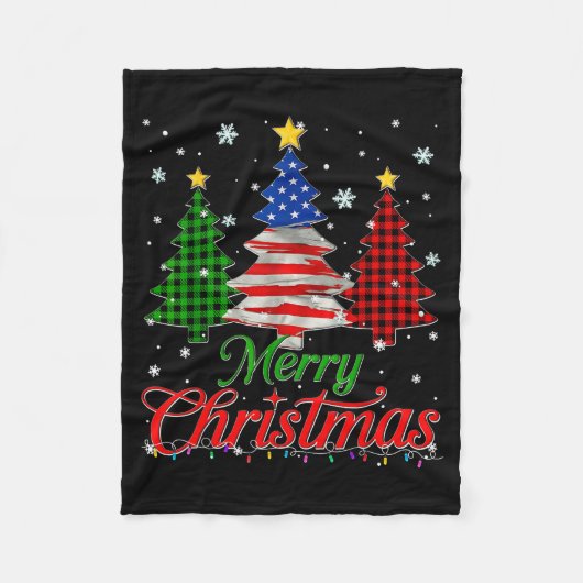 Couverture Polaire Merry Christmas Tree Plaid Us Flag Snowflake Xmas  (Devant)