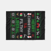 Couverture Polaire Merry Christmas Ya Filthy Liberal Ugly Knit  (Devant (Horizontal))