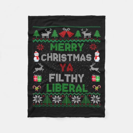 Couverture Polaire Merry Christmas Ya Filthy Liberal Ugly Knit  (Devant)