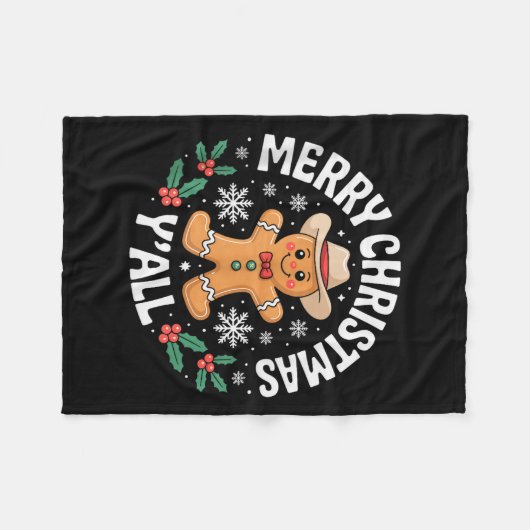 Couverture Polaire Merry Christmas Yall Gingerbread Cowboy Howdy West (Devant (Horizontal))