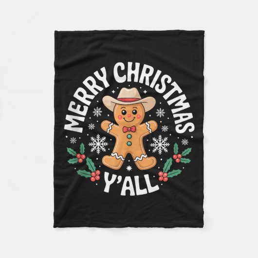 Couverture Polaire Merry Christmas Yall Gingerbread Cowboy Howdy West (Devant)