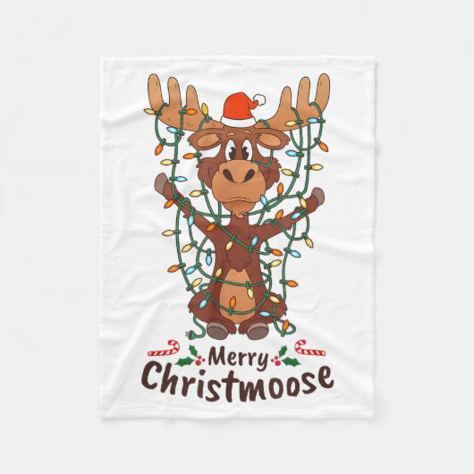 Couverture Polaire Merry Christmoose Christmas Moose Xmas Tree Lights (Devant)