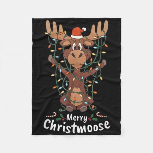 Couverture Polaire Merry Christmoose Christmas Moose Xmas Tree Lights (Devant)