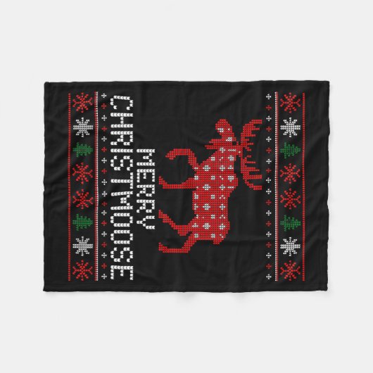 Couverture Polaire Merry Christmoose Funny Christmas Moose Sweater An (Devant (Horizontal))