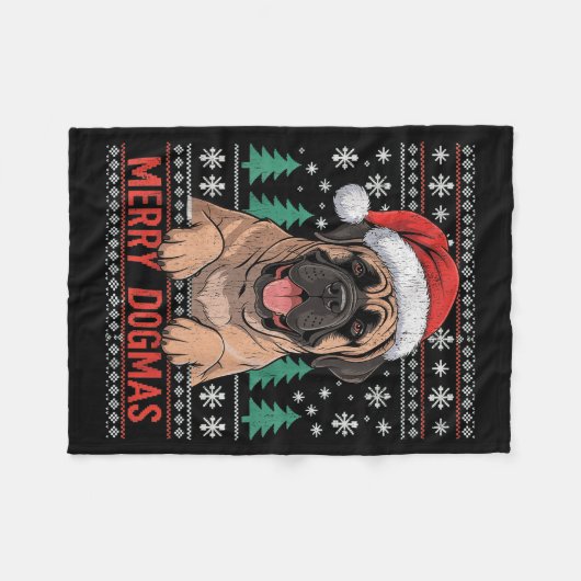 Couverture Polaire Merry Dogmas Funny Dog Santa Hat Christmas Xmas (Devant (Horizontal))