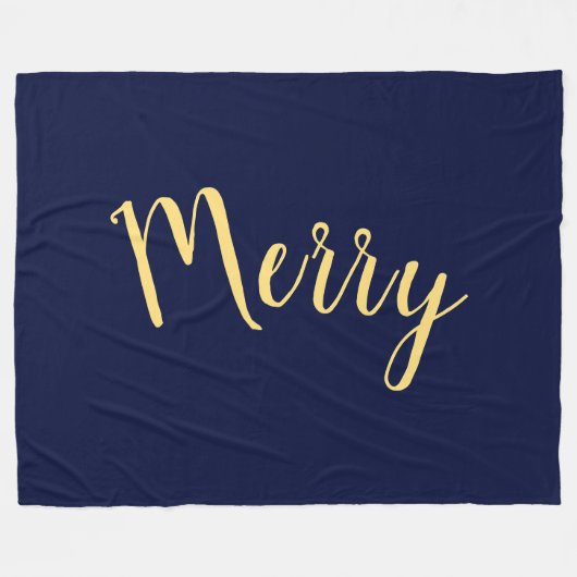 Couverture Polaire MERRY Elegant Holiday Text Marine Blue Arrière - p (Devant (Horizontal))