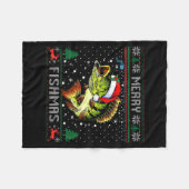 Couverture Polaire Merry Fishmas B Fish Fishing Christmas Ugly Sweate (Devant (Horizontal))