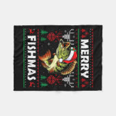Couverture Polaire Merry Fishmas B Fish Fishing Christmas Ugly Sweate (Devant (Horizontal))