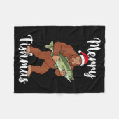 Couverture Polaire Merry Fishmas Bigfoot Fishing Funny Sasquatch Sant (Devant (Horizontal))