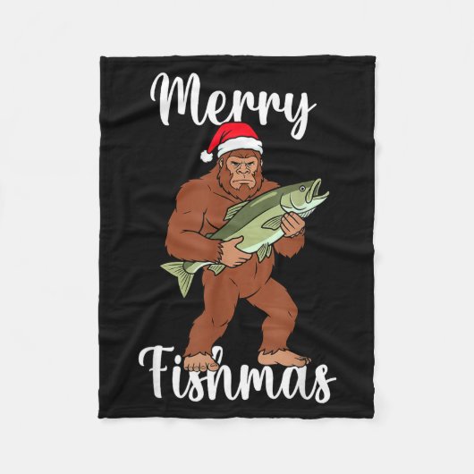 Couverture Polaire Merry Fishmas Bigfoot Fishing Funny Sasquatch Sant (Devant)