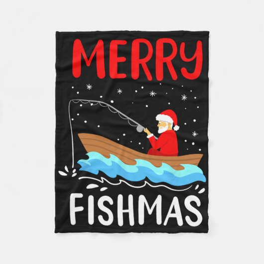 Couverture Polaire Merry Fishmas Funny Noël Père Noël Pêche (Devant)