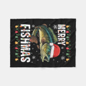 Couverture Polaire Merry Fishmas Funny Pêche de Noël Pajama Fishe (Devant (Horizontal))