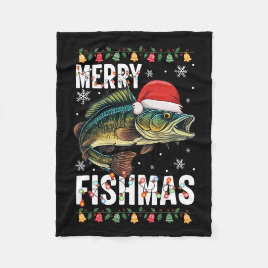 Couverture Polaire Merry Fishmas Funny Pêche de Noël Pajama Fishe (Devant)