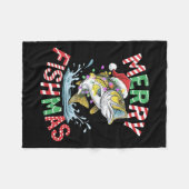 Couverture Polaire Merry Fishmas Père Noël Pêche Funny Pêcheur Christ (Devant (Horizontal))