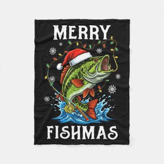 Couverture Polaire Merry Fishmas Santa Fishing Lovers Funny Fisherman (Devant)
