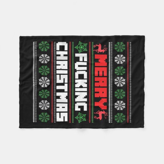 Couverture Polaire Merry Foring Christmas Funny Raunchy Curse Word Ho (Devant (Horizontal))