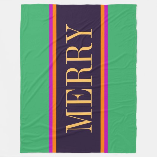 Couverture Polaire MERRY Fun Bright Mint Green Rose Black Strips (Devant)