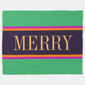 Couverture Polaire MERRY Fun Bright Mint Green Rose Black Strips (Devant (Horizontal))