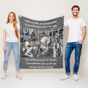 Couverture Polaire Merry Go Round Carousel Horse Photo avec citation