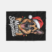 Couverture Polaire Merry Shepmas German Shepherd Christmas Lights Hum (Devant (Horizontal))