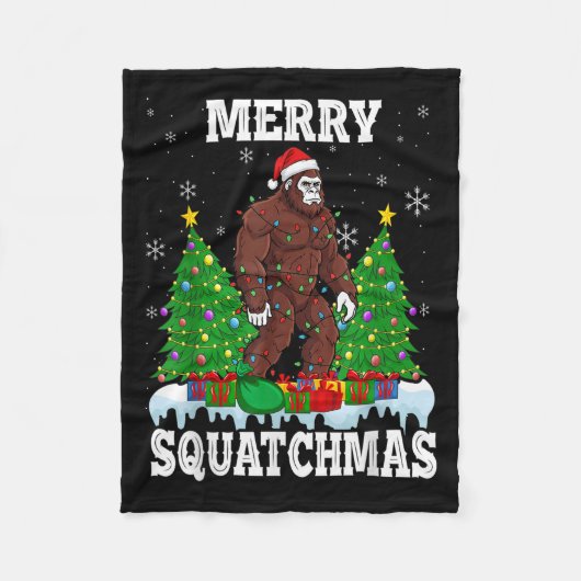 Couverture Polaire Merry Squatchmas Christmas Tree Santa Bigfoot Sasq (Devant)