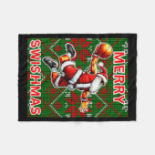 Couverture Polaire Merry Swishmas Basketball Christmas Santa Claus Sl (Devant (Horizontal))