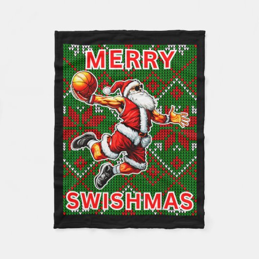 Couverture Polaire Merry Swishmas Basketball Christmas Santa Claus Sl (Devant)