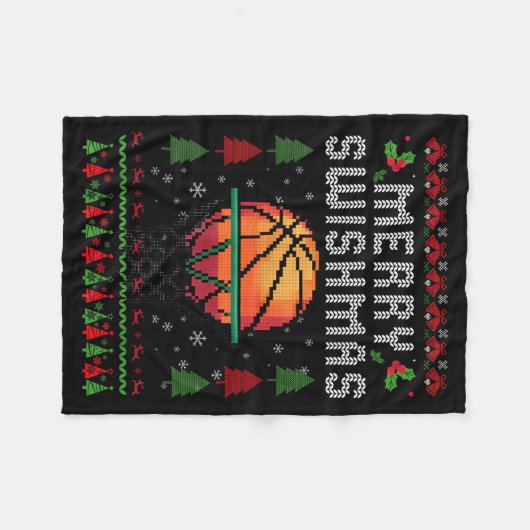 Couverture Polaire Merry Swishmas Basketball Ugly Christmas Graphic F (Devant (Horizontal))