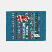 Couverture Polaire Merry Swishmas Santa Basketball Ugly Sweater Style (Devant (Horizontal))