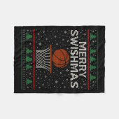 Couverture Polaire Merry Swishmas Ugly Christmas Sweater Basketball J (Devant (Horizontal))